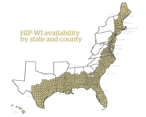 HIP-WI state and county map HIP-WI by state and county
